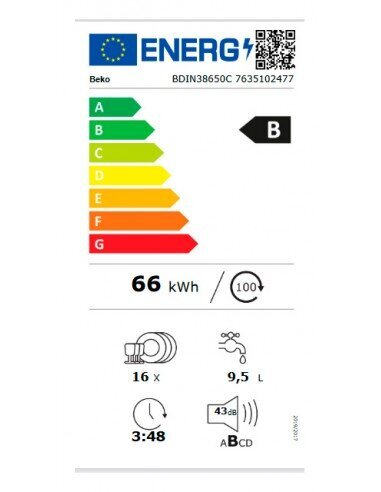 Beko BDIN38650C cena un informācija | Trauku mazgājamās mašīnas | 220.lv