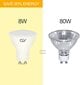 GY GU10 LED spuldzes, 8 W, 800 lūmeni, 2700 K, stara leņķis 120°, 12 gab. cena un informācija | Spuldzes | 220.lv