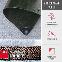 NOOR Cover Tarpaulin Super 200 Г/м² Green I 3 x 5 M I Allpurpose Tarpaulin для защиты от погоды I Идеально подходит для ультрафиолетового ультрафиолета, покрытого с обеих сторон, водонепроницаемые и промытые цена и информация | Садовые инструменты | 220.lv