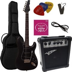 Электрог - матовая черная гитара - в наборе с усилителем 20WATT - Bag - Band - Strings - 3xpik цена и информация | Гитары | 220.lv