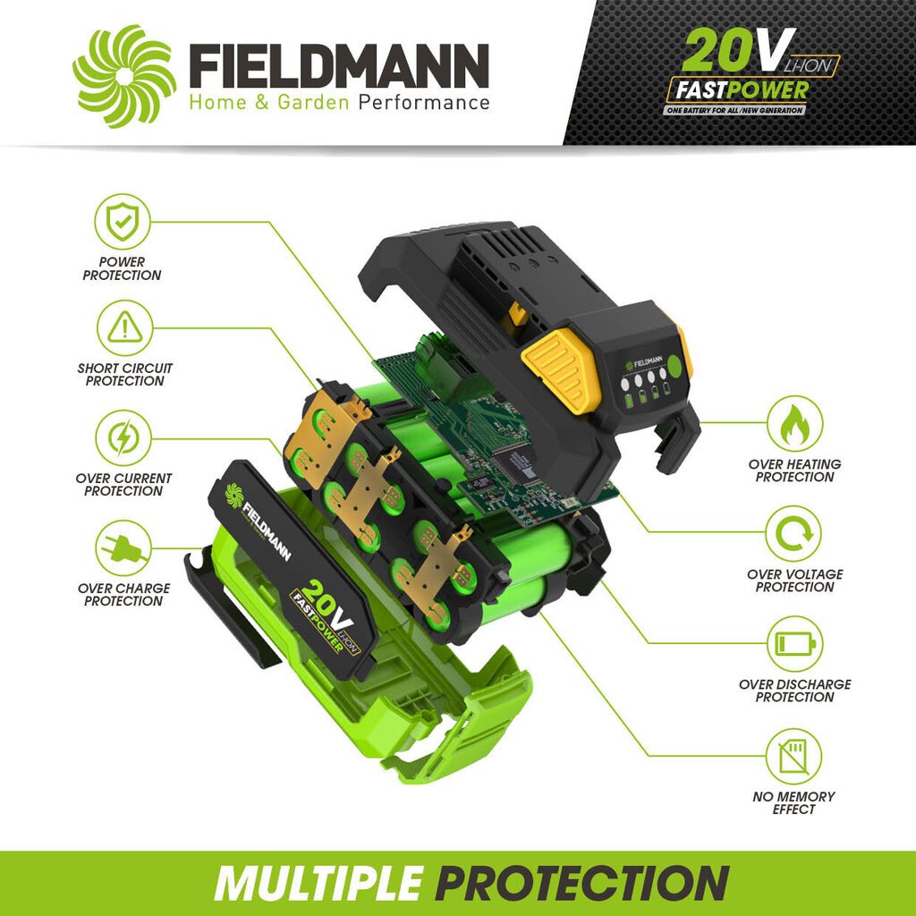 Akumulatora kultivators Fieldmann FZK 70305-0 2x 20V FAST POWER cena un informācija | Zemes frēzes, kultivatori, aeratori | 220.lv