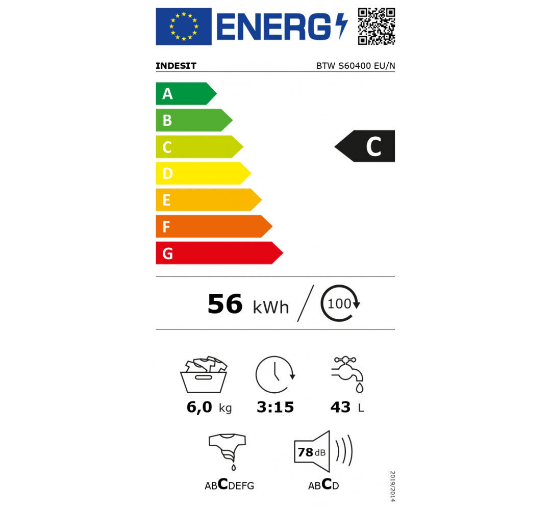 Indesit BTW S60400 PL/N cena un informācija | Veļas mašīnas | 220.lv