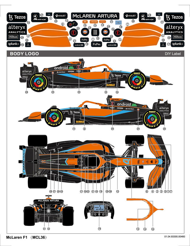 Attālināti vadāms automobilis Rastar McLaren F1 MCL36 93300 cena un informācija | Rotaļlietas zēniem | 220.lv