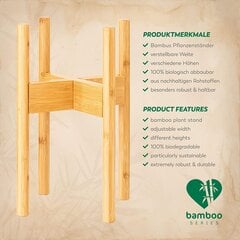 Rubberneck Bamboo Plant Stand - регулируемая стойка для цветочного горшка из бамбукового дерева для внутреннего и наружного использования - бежевый цена и информация | Вазоны | 220.lv