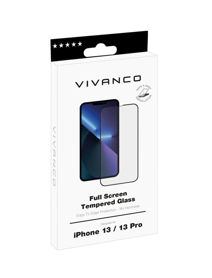 Rūdīts stikls viedtālrunim VIVANCO iPhone 13, iPhone 13 Pro full screen tempered glass cena un informācija | Ekrāna aizsargstikli | 220.lv