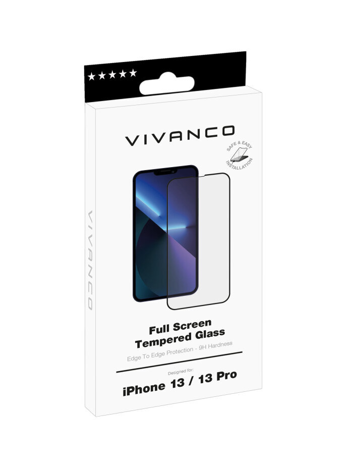 Rūdīts stikls viedtālrunim VIVANCO iPhone 13, iPhone 13 Pro full screen tempered glass цена и информация | Ekrāna aizsargstikli | 220.lv