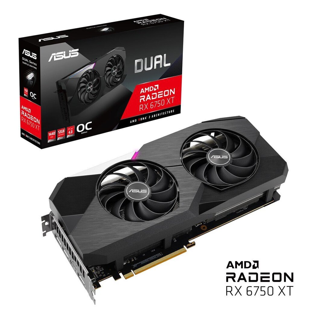 Asus VGA RX 6750XT 12GB Dual O12G, melns cena un informācija | Videokartes (GPU) | 220.lv