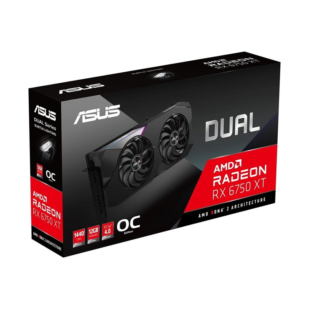 Asus VGA RX 6750XT 12GB Dual O12G, melns cena un informācija | Videokartes (GPU) | 220.lv