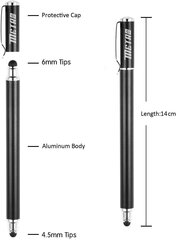 Metro входной карандаш смартфона TouchStift Touch Pen 4 Peee 2 в 1 Premium Pen Stylus с 20 х совета по замене для iPhone iPad Samsung Galaxy Handy и планшеты (4*Black) цена и информация | Аксессуары для планшетов, электронных книг | 220.lv
