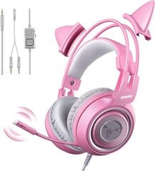 Somic G951S Pink Gaming Hearset с микрофоном, Werd Women Women Pink Cat The Cat наушники с 3,5 мм кабеля для Xbox One, Nintendo Switch, PS4, iPhone, iPad цена и информация | Наушники | 220.lv