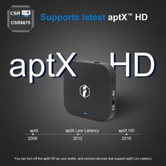 Inateck aptx hd/aptx низкая задержка Bluetooth 5.0 Адаптер, 2 в 1 3,5 мм Audio Bluetooth -приемник для телевизора, наушников, динамиков и автомобильного радио цена и информация | Адаптеры и USB разветвители | 220.lv