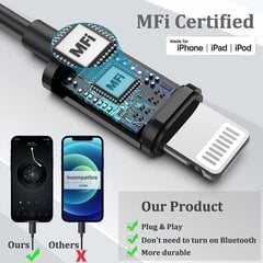 Гугюарт MFI Сертифицированные наушники Lightning, совместимые с iPhone 13, iPhone 12, 12 Pro Max, iPhone 11, 8, 7, x XS Max XR, наушники-внедорожники для iPhone с микрофоном, магнитные наушники цена и информация | Наушники | 220.lv