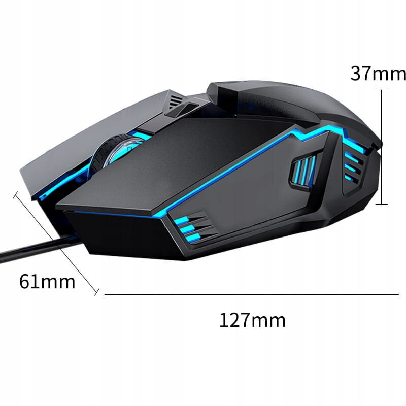 Pele ar vadu RGB LED Gaming Pele Zenwire V7, melns cena un informācija | Peles | 220.lv