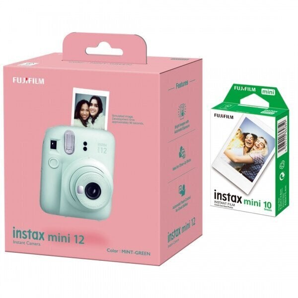 Fujifilm Instax Mini 12, Mint Green + Instax Mini (10 gab.) цена и информация | Momentfoto kameras | 220.lv