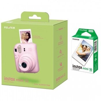 Fujifilm Instax Mini 12, Blossom Pink + Instax Mini (10 gab.) cena un informācija | Momentfoto kameras | 220.lv