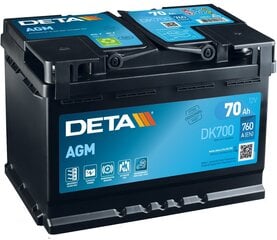 Aккумулятор Deta DK700 AGM 70Ah, 760A, 12V (- +) 278x175x190 цена и информация | Аккумуляторы | 220.lv