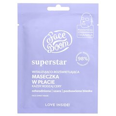 Оживляющая и осветляющая тканевая маска для лица FaceBoom Superstar, 1 шт. цена и информация | Маски для лица, патчи для глаз | 220.lv