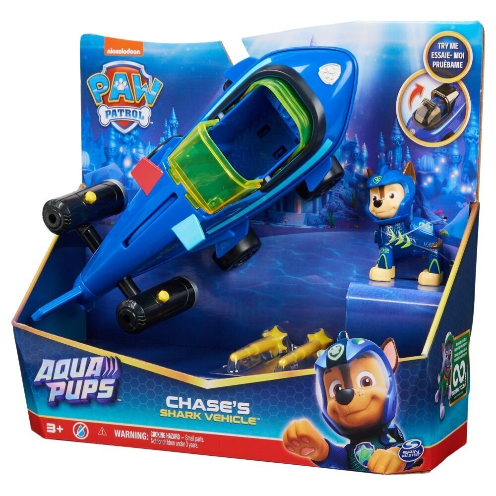 Transportlīdzeklis Paw Patrol (Ķepu Patruļa) Aqua Theamed Chase 6066140, zils цена и информация | Rotaļlietas zēniem | 220.lv