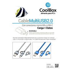 CoolBox, USB-A/USB-C/Micro USB, 1 m cena un informācija | Kabeļi un vadi | 220.lv