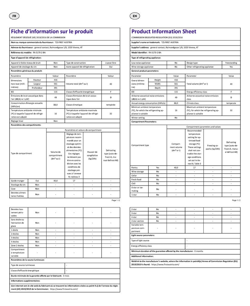 Automašīnas soma-ledusskapis TZS First Austria FA-5170-2-BA. 40 l cena un informācija | Aukstuma somas, aukstuma kastes un aukstuma elementi | 220.lv