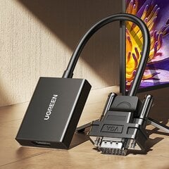 Ugreen cable adapter cable VGA (male) - HDMI (female) 0.15m black (CM513) цена и информация | Адаптеры и USB разветвители | 220.lv