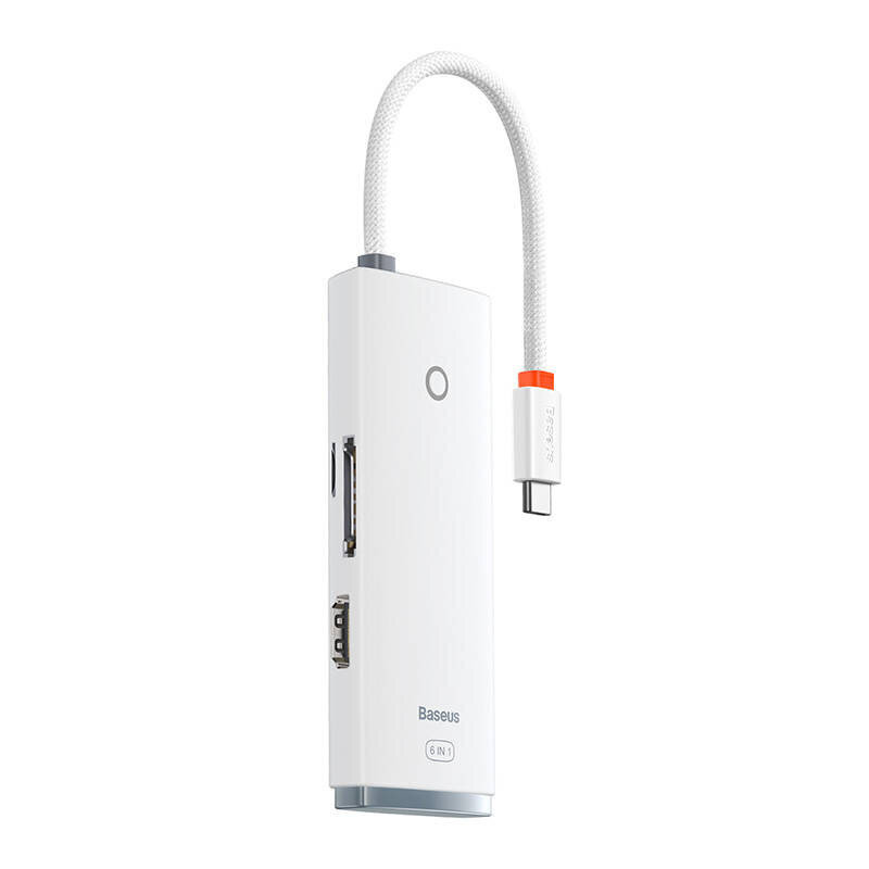 Baseus adaptera centrmezgls — C tips līdz 2 xUSB3.0 + C tips + HDMI 4K + SD + microSD — (WKQX050002) balts cena un informācija | Adapteri un USB centrmezgli | 220.lv