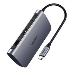 Adapter UGREEN 7w1 CM212 USB-C PD Hub 100W, 2x USB-A 3.0, HDMI 4K|30Hz, SD|TF, RJ45 cena un informācija | Adapteri un USB centrmezgli | 220.lv