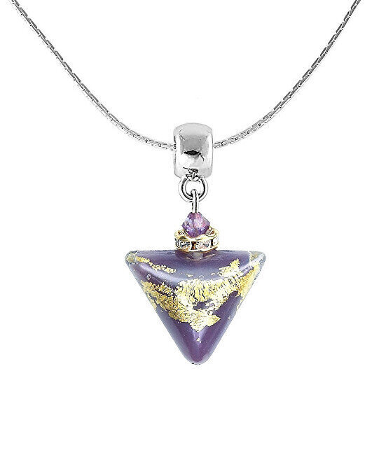 Lampglas Skaista 24K zelta purpura trīsstūra kaklarota no Lampglas NTA10 Pearl cena un informācija | Kaklarotas | 220.lv