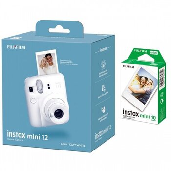 Fujifilm Instax Mini 12, Clay White + Instax Mini (10 gab.) cena un informācija | Momentfoto kameras | 220.lv