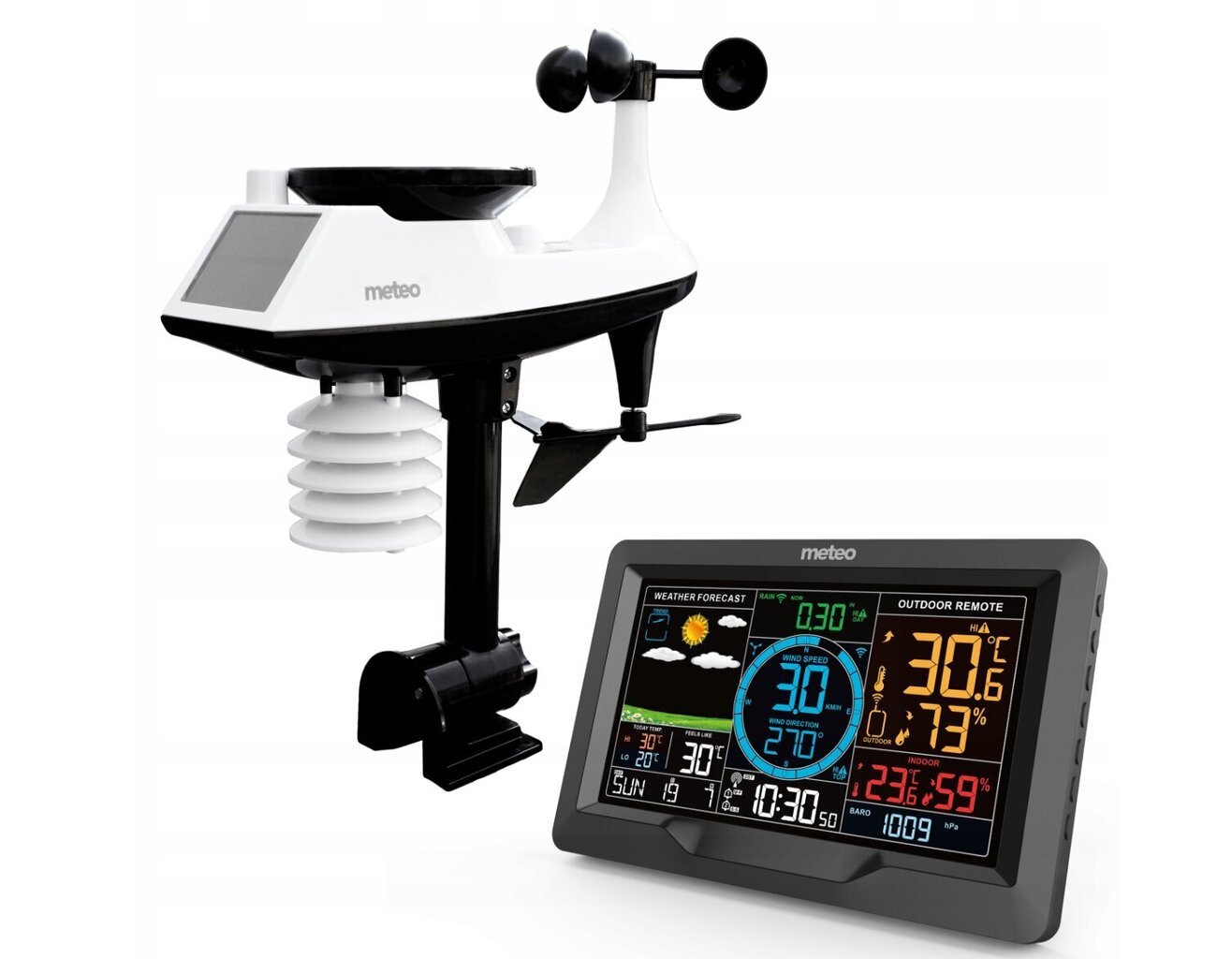 Profesionāla meteoroloģiskā stacija ar vēja, nokrišņu, āra sensoru цена и информация | Meteostacijas, āra termometri | 220.lv