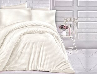 Kokvilnas satīna gultasveļa Exclusive 180x200 cm Cizgili Cream cena un informācija | Gultas veļas komplekti | 220.lv