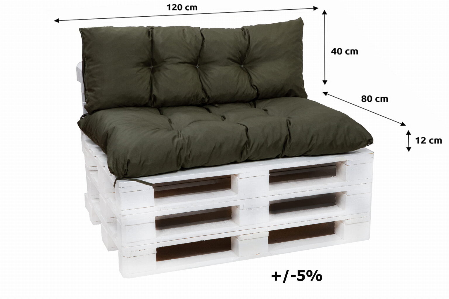 Palešu mēbeļu spilveni 120x80cm sēdeklis un atzveltne 120x40cm; zaļa cena un informācija | Krēslu paliktņi | 220.lv