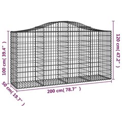 vidaXL arkveida gabiona grozi, 10gb., 200x50x100/120cm, cinkota dzelzs цена и информация | Заборы и принадлежности к ним | 220.lv