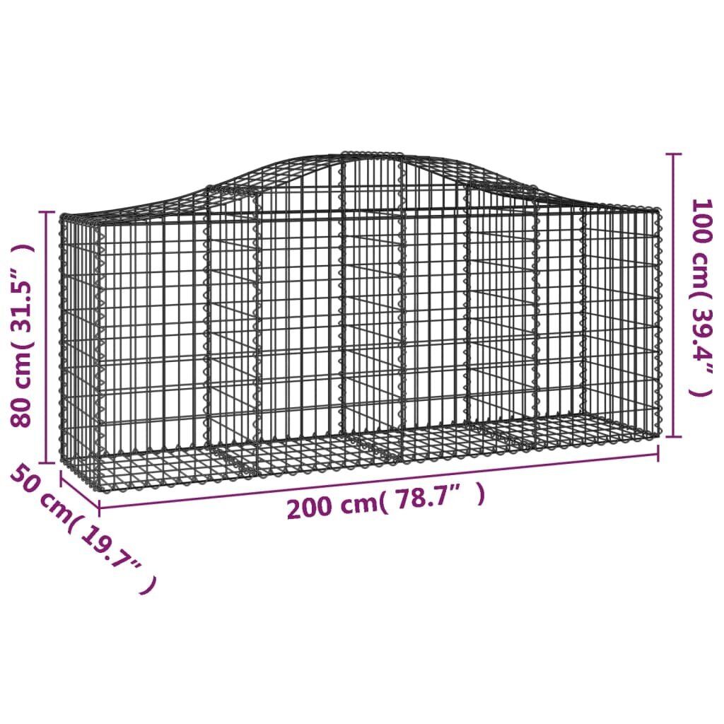 vidaXL arkveida gabiona grozi, 13 gb., 200x50x80/100cm, cinkota dzelzs cena un informācija | Žogi un piederumi | 220.lv