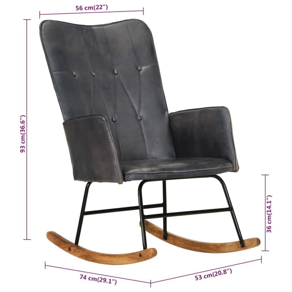vidaXL šūpuļkrēsls, pelēks, dabīgā āda cena un informācija | Atpūtas krēsli | 220.lv