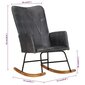 vidaXL šūpuļkrēsls, pelēks, dabīgā āda cena un informācija | Atpūtas krēsli | 220.lv