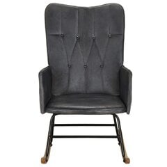 vidaXL šūpuļkrēsls, pelēks, dabīgā āda цена и информация | Кресла в гостиную | 220.lv
