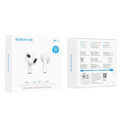 Borofone TWS Bluetooth Earphones BW09 Sound Rhyme White cena un informācija | Austiņas | 220.lv