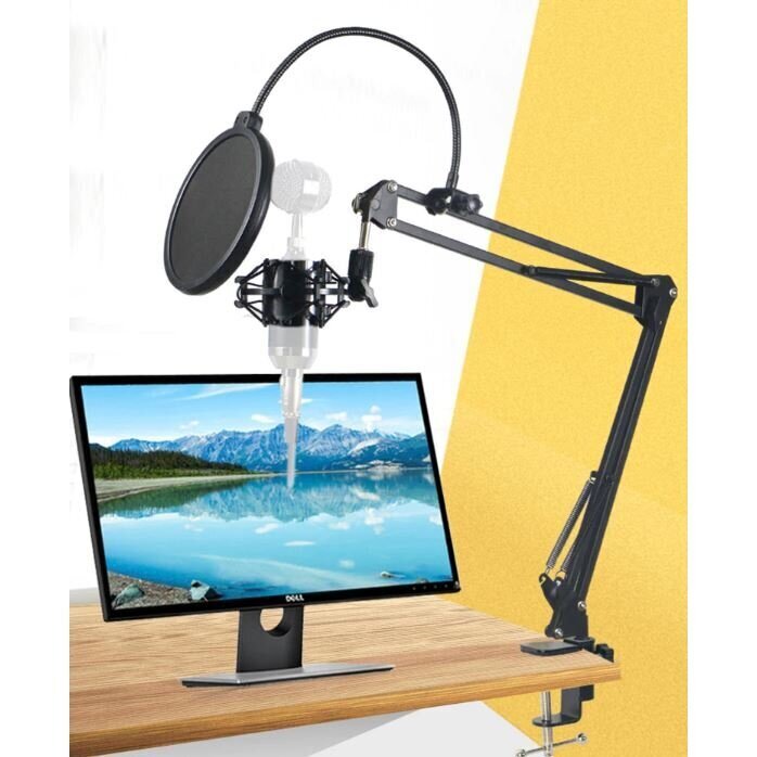 Salokāms galda statīvs ar mikrofona turētāju cena un informācija | Mikrofoni | 220.lv