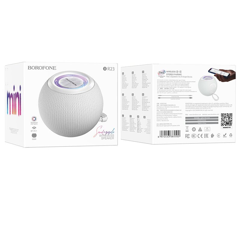 Borofone Portable Bluetooth Speaker BR23 Sound Ripple white cena un informācija | Skaļruņi | 220.lv