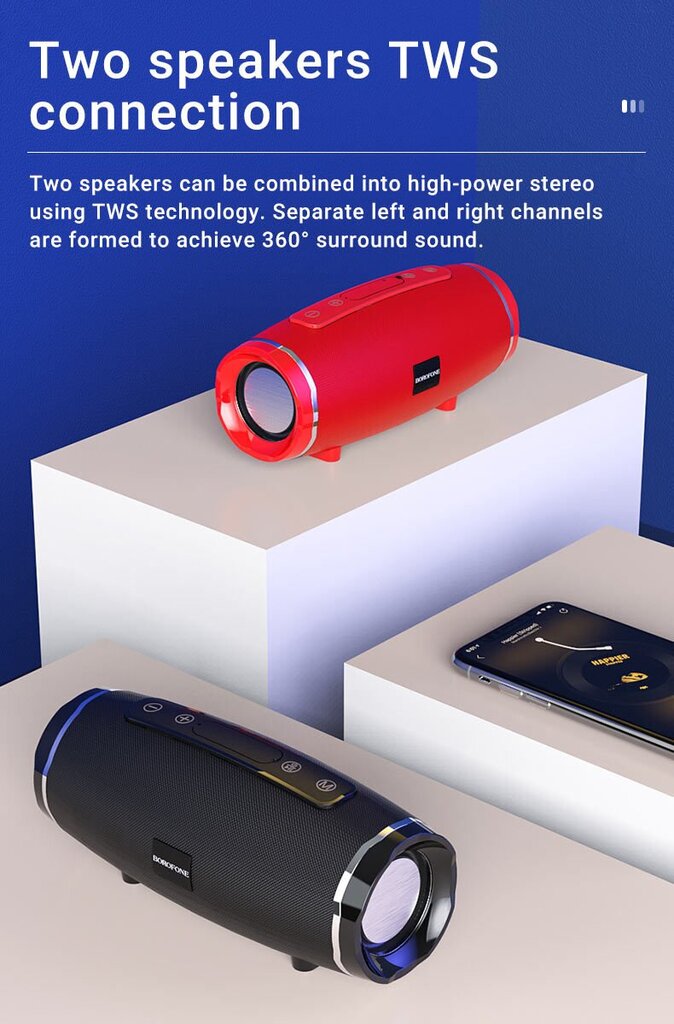 Borofone Portable Bluetooth Speaker BR3 Rich Sound green camouflage cena un informācija | Skaļruņi | 220.lv