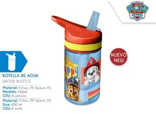 Paw Patrol tritan pudele 400ml цена и информация | Фляги для воды | 220.lv