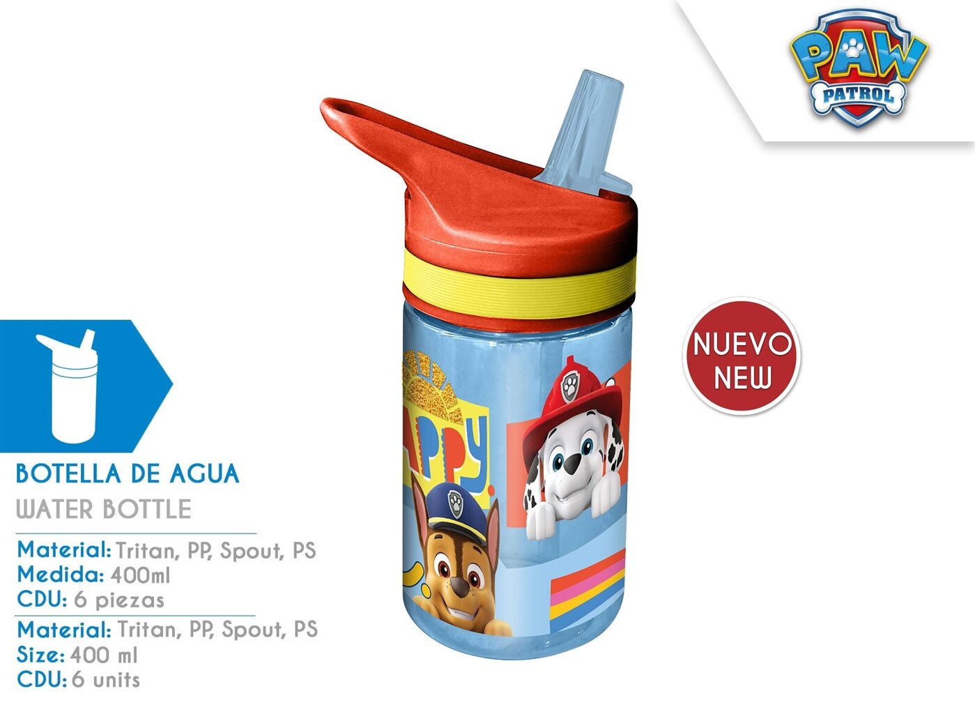 Paw Patrol tritan pudele 400ml cena un informācija | Ūdens pudeles | 220.lv