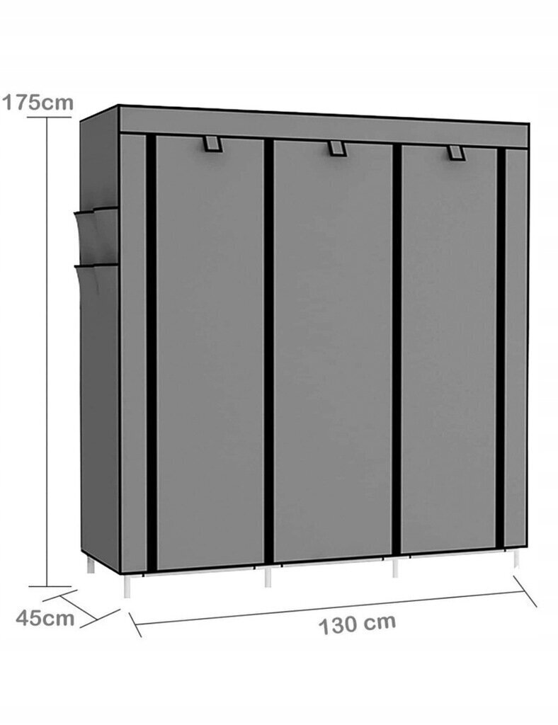 Tekstila skapis 130 x 175 x 45 cm pelēkos toņos cena un informācija | Skapji | 220.lv