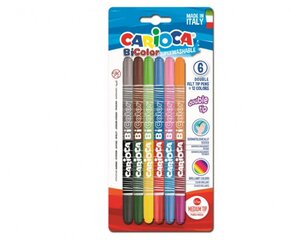 Фломастеры двусторонние CARIOCA BI-COLOR, 6 штук - 12 цветов цена и информация | Принадлежности для рисования, лепки | 220.lv