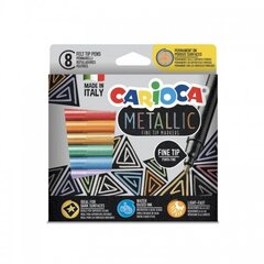Flomāsteri Carioca Metallic Finliner, 8 krāsas cena un informācija | Modelēšanas un zīmēšanas piederumi | 220.lv