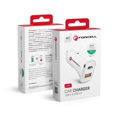 Автомобильное зарядное устройство FORCELL USB 3.0 + USB C Quick Charging + Power Delivery PD20W 4A CC-QCPD01 цена и информация | Зарядные устройства для телефонов | 220.lv