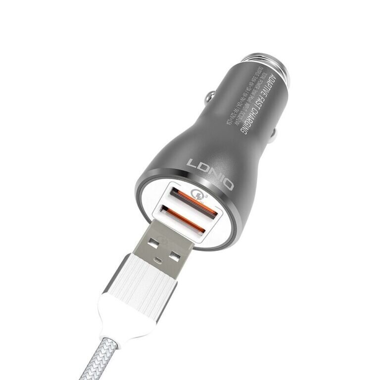 Auto lādētājs LDNIO C407Q Quick Charge 3.0 + 2x USB 3A + USB kabelis cena un informācija | Lādētāji un adapteri | 220.lv