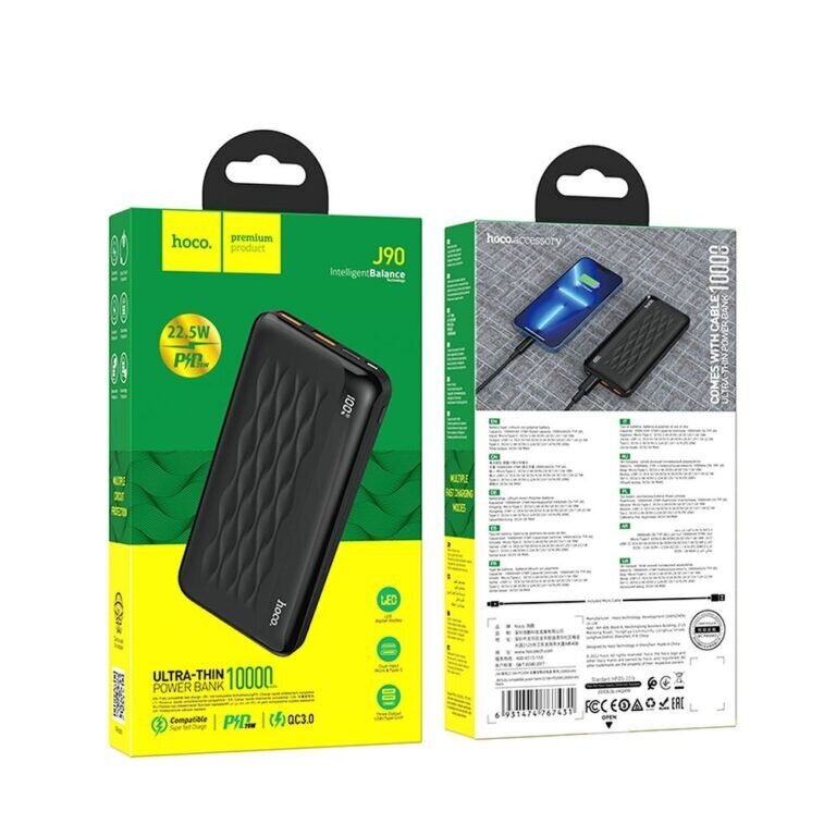 HOCO Portatīvais barošanas 10 000 mAh LCD + PD20W + QC3.0 J90 - Melns цена и информация | Lādētāji-akumulatori (Power bank) | 220.lv