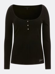 Топ с длинным рукавом GUESS JEANS Karlee Jewel Btn Henley Jet Black 563934800 цена и информация | Женские футболки | 220.lv